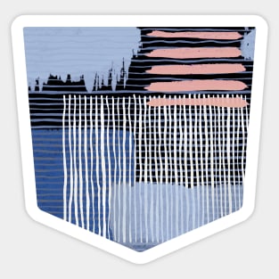 Pocket - Abstract Striped Geo Blue Sticker